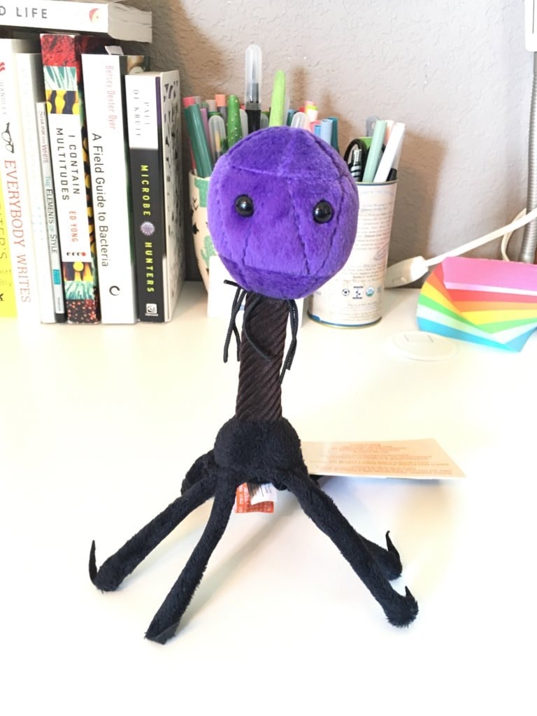 Plush purple and black phage giant microbe